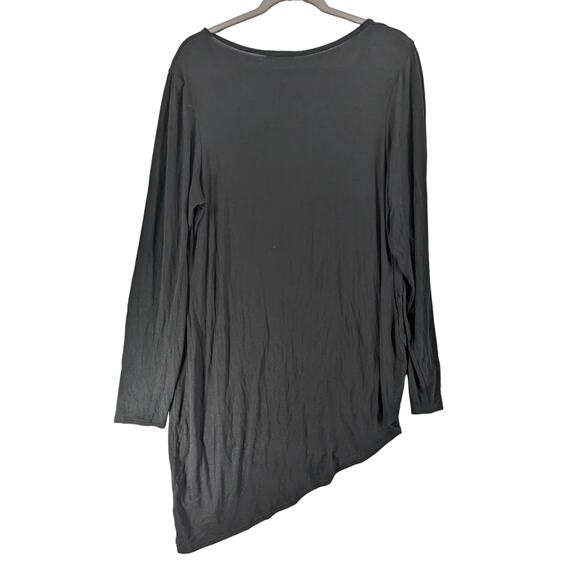 Fashion Nova No Complaints Blouse 1X Black Asymmetric Hem Long Sleeve Crewneck - Picture 9 of 9